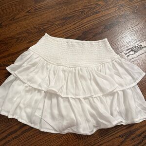 Women's White Tiered Smocked Waist Skort